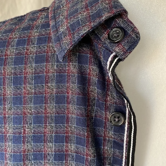 Thread & Cloth Mens S Long Sleeve Button down Shirt Navy Red Grey - Picture 13 of 16